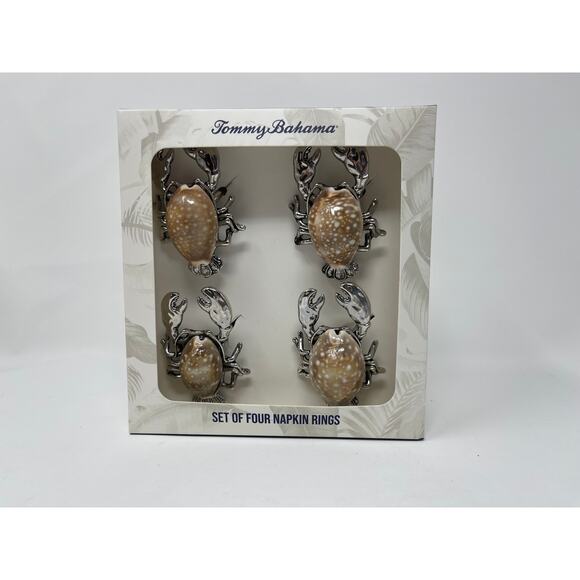 Tommy Bahama Lobster Napkin Rings Sliver and Shell design.  Set of 4 NEW - Picture 1 of 4